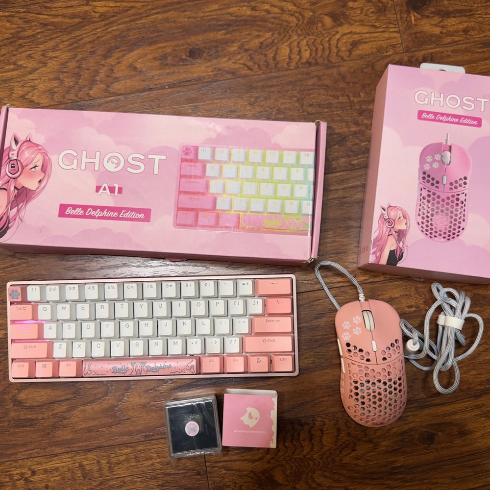 Ghost Pink and White Keyboard - Belle Delphine Edition